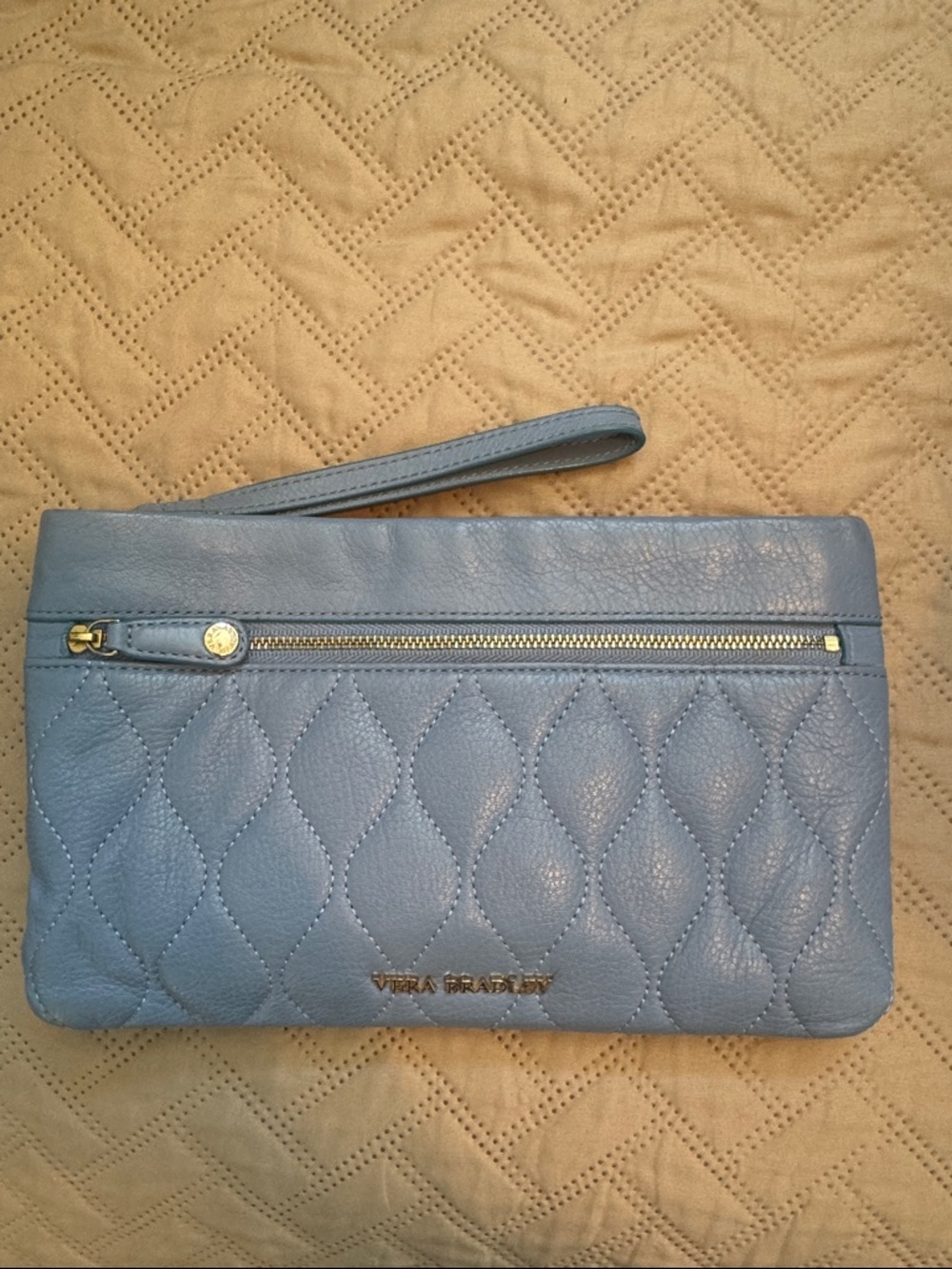 Vera Bradley Light Blue Quilted Leather Wristlet Clutch